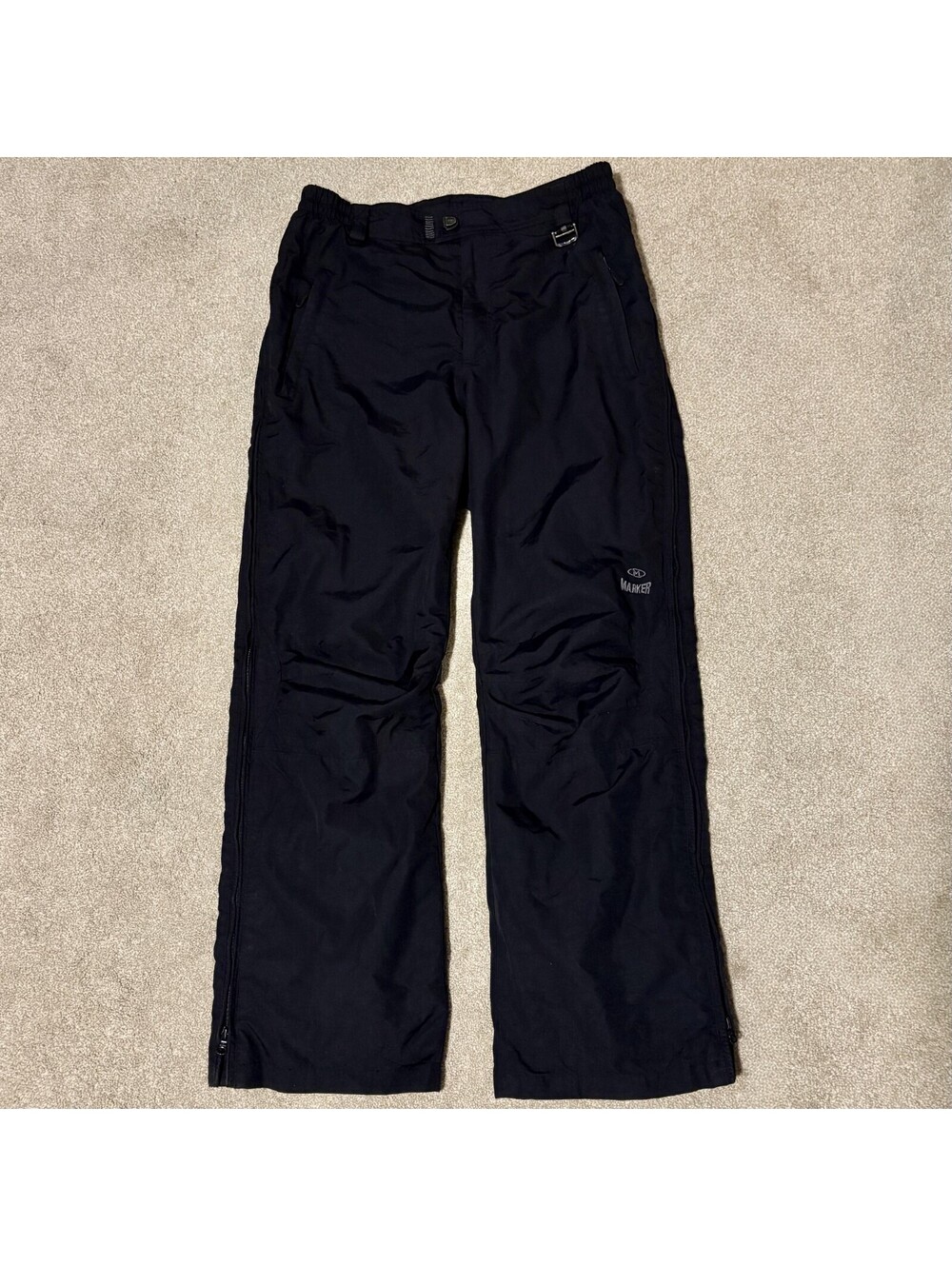 Marker Men's Ski Snowboard Snow Pants Lined Adjustable Waist Black, Sz Large
